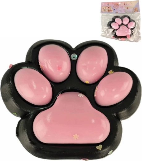 Grande patte de chat antistress à presser porte-bonheur rose - 1 pièce