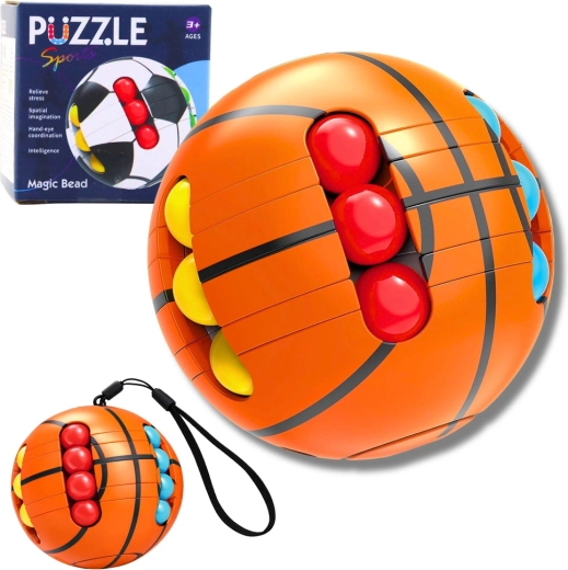 Boule logique sensorielle avec perles – jouet fidget casse-tête orange pour enfants