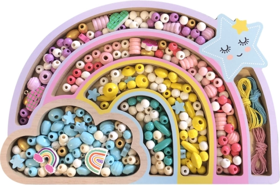Perles pastel en bois Arc-en-ciel, 330 pcs