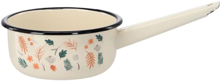 Casserole émaillée avec manche 1,5 l, 16 cm, crème feuilles