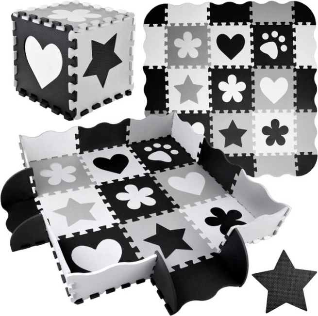 puzzle en mousse – tapis enfant contrasté formes 120 × 120 cm