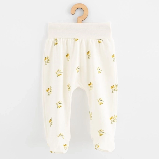 Pantalon à pieds pour bébé en coton biologique New Baby Olives