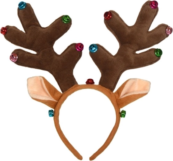 Serre-tête de Noël marron avec bois de renne et oreilles