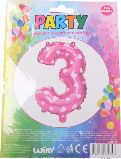 Ballon gonflable chiffre 1 avec petits cœurs – Rose