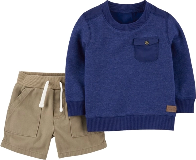 Ensemble Carter's 2 pièces avec pull et short pour garçon bleu, 6 mois