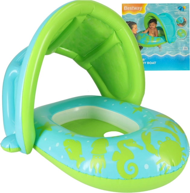 Fauteuil de bain gonflable pour enfants avec baldaquin BESTWAY, vert et bleu