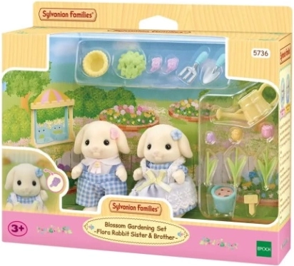 Set fleuri Sylvanian Families avec les frères et sœurs Flora Rabbit