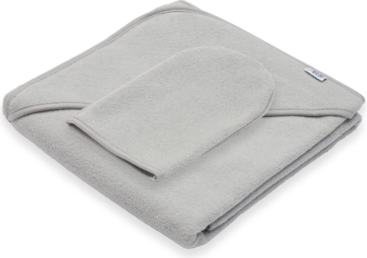 Serviette de bain enfant en éponge avec capuche New Baby Basic 80 × 80 cm grise