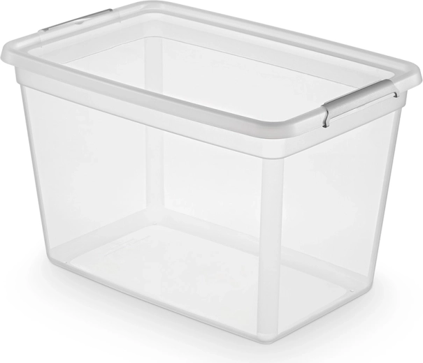 Basestore bac de rangement avec couvercle et clips 60 l (58 × 39 × 35 cm)