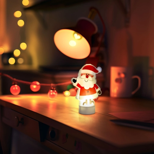 Décoration de Noël LED Saint Nicolas avec lumière blanche chaude à piles