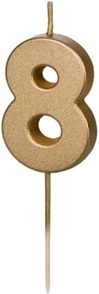 Bougie d’anniversaire dorée chiffre 8, 4,5 cm