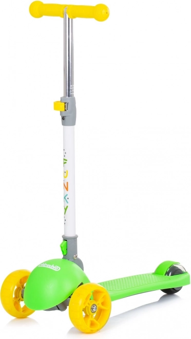 trottinette pour enfants CHIPOLINO Funky avec roues lumineuses, vert-jaune