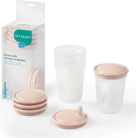 BabyOno récipients pour le stockage et la congélation des aliments 200 ml, 4 pcs, beige