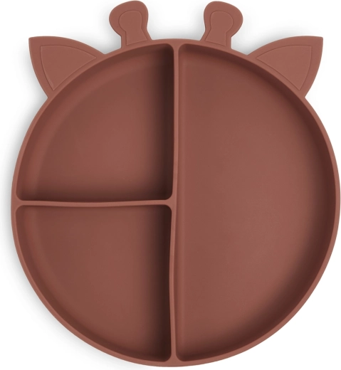 Nuuroo Orla assiette compartimentée en silicone girafe acajou