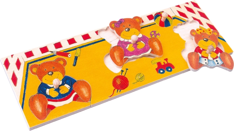 Puzzle en bois sur planche avec des ours