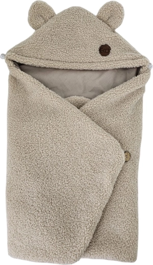 Chancelière enveloppante EKO pour siège-auto, bouclée, avec coton, beige foncé, 110 × 100 cm – Beige foncé