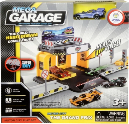 Garage de stationnement avec lanceur et petite voiture