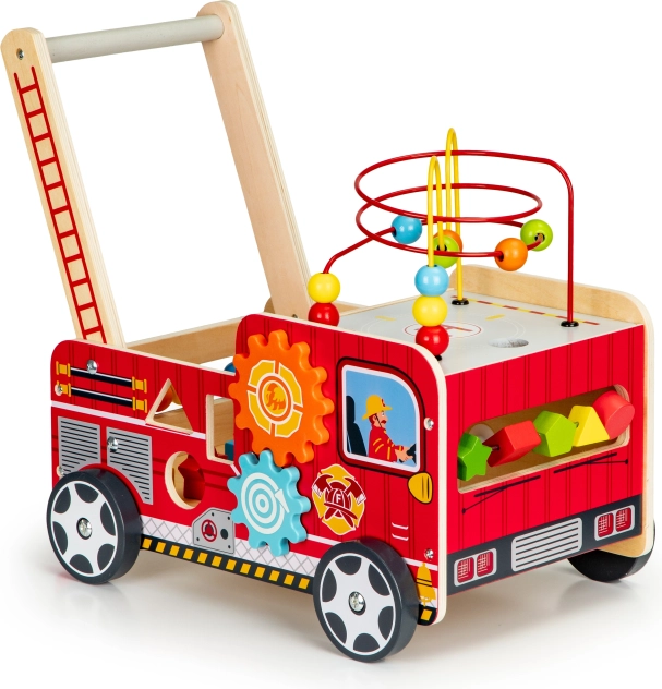 Chariot en bois éducatif avec blocs - Camion de pompier ECOTOYS