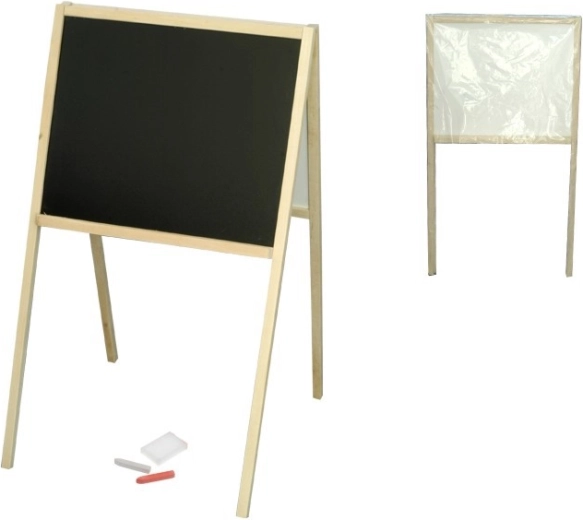 Tableau en bois double face pour enfants en forme de chevalet A 82 × 47,5 × 50 cm
