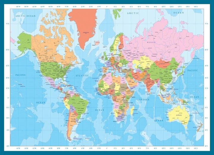 Puzzle carte du monde – 1000 pièces EUROGRAPHICS