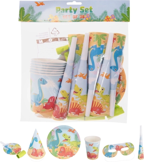 Set de fête en papier Dino (36 pièces)