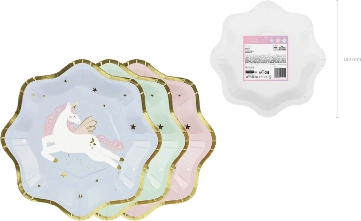 Assiettes licorne mix 18 × 18 cm (6 pcs)
