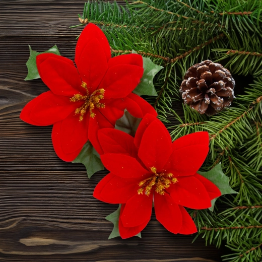 Étoile de Noël rouge à paillettes 13 × 13 cm – 2 pièces