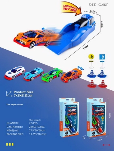 Set lanceur de voitures métalliques