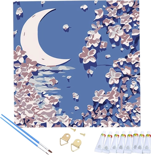 Tout dans une seule boîte : toile, peintures et pinceaux