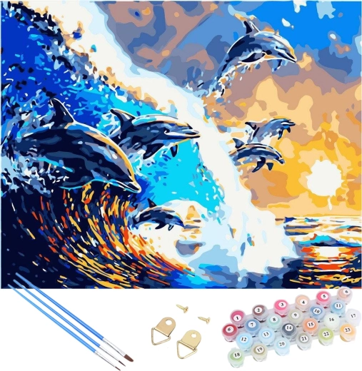 Motif de dauphins aux couleurs vives