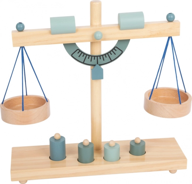 Balance à plateaux en bois pour enfants bleu gris