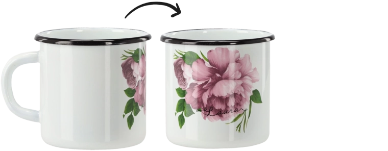 Mug émaillé 0,5 l blanc Pivoine Laura