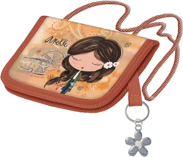 Portefeuille enfant à porter au cou Anekke avec porte-clés - 1 pièce