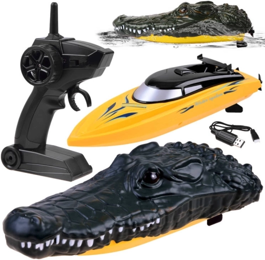 Bateau RC 2-en-1 avec coque tête de crocodile télécommandée – Crocodile