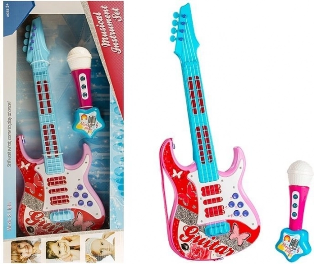Guitare et micro rose set pour enfants