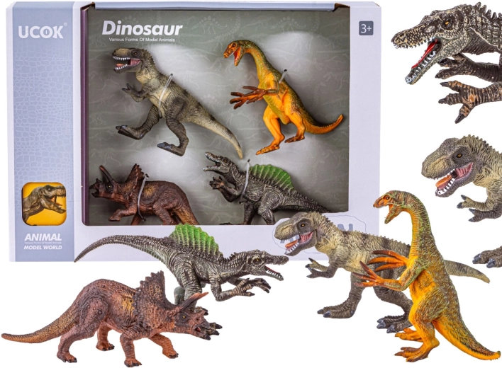 Ensemble de figurines de dinosaures (4 pcs) – T-rex, Spinosaurus, Triceratops et Falcosaurus
