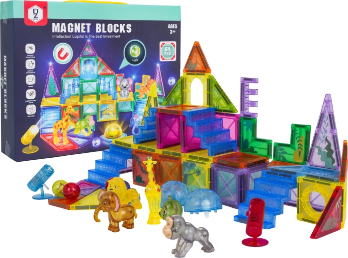 Jeu de construction magnétique 3D ZOO, 64 pièces