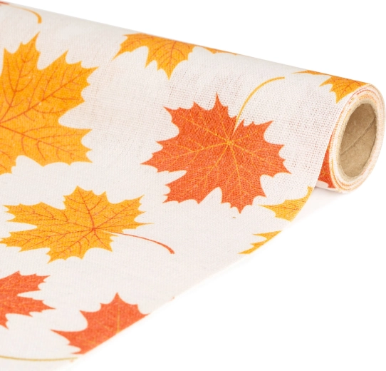 Chemin de table décoratif motif feuilles 180 × 28 cm