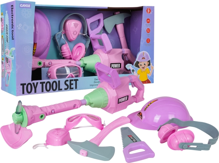 Ensemble d’outils de jardinage rose pour enfants avec débroussailleuse interactive