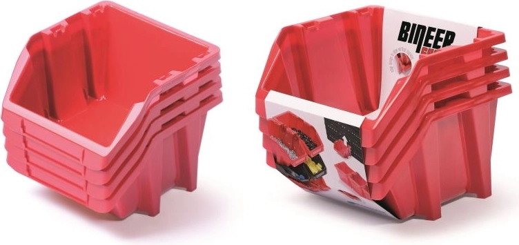Ensemble de boîtes de rangement Bineer Short, 4 pcs, 272 × 238 × 236 mm, rouge