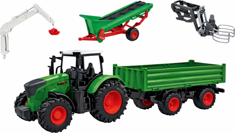 Tracteur avec remorque et convoyeur fonctionnel