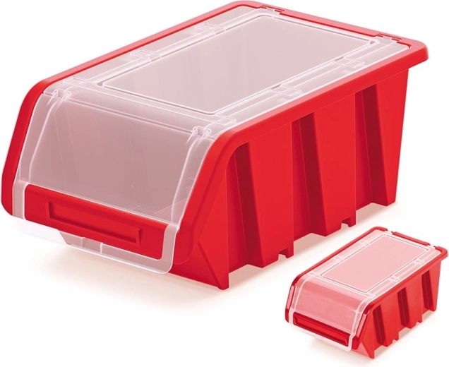 Boîte de rangement en plastique avec couvercle TRUCK PLUS 195 × 120 × 90 mm rouge, refermable