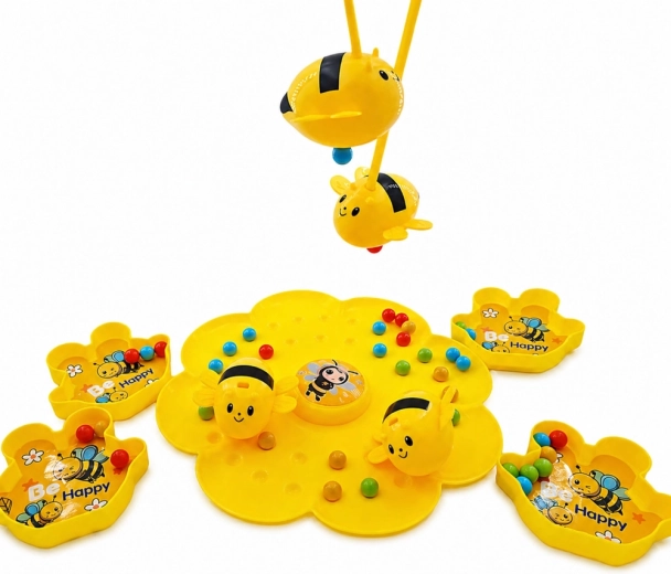 Plateau de jeu en forme de fleur et billes colorées