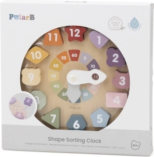 Viga PolarB horloge éducative en bois avec encastrement de formes