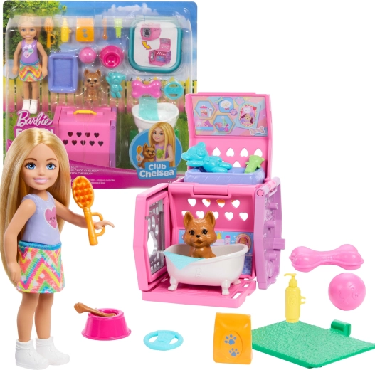 Barbie Club Chelsea prend soin de son chiot avec poupée et accessoires