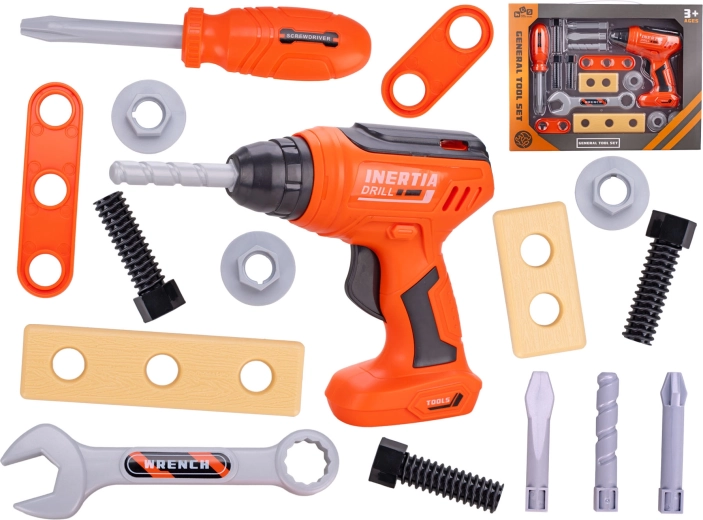 Set d’outils pour enfants avec perceuse, 16 pièces dans une boîte