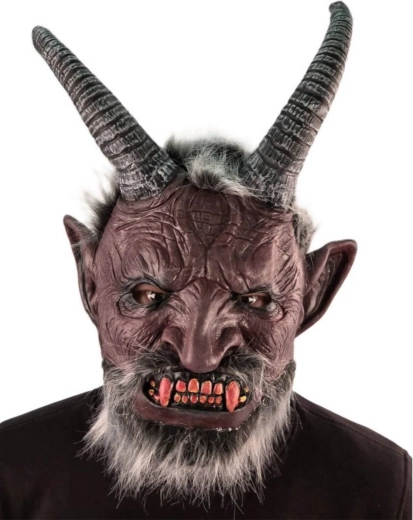 Masque de carnaval diable Belzébuth avec cheveux et barbe