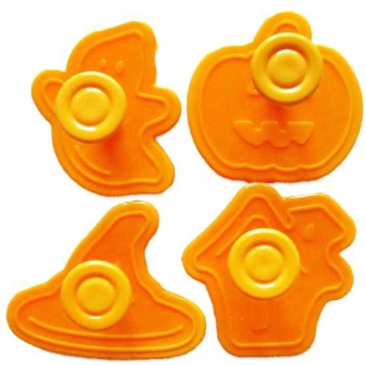 Tampons pour biscuits Halloween, set de 4 pièces, plastique, orange