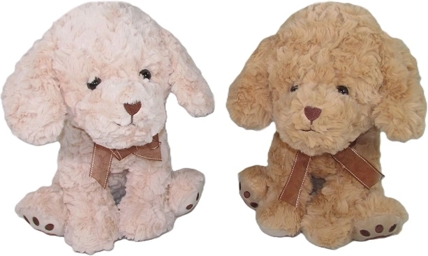Petit chien en peluche avec nœud 20 cm