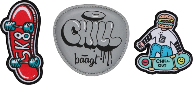 Badges interchangeables BAAGL Baaglies – lot de 3 pcs Chill Skate